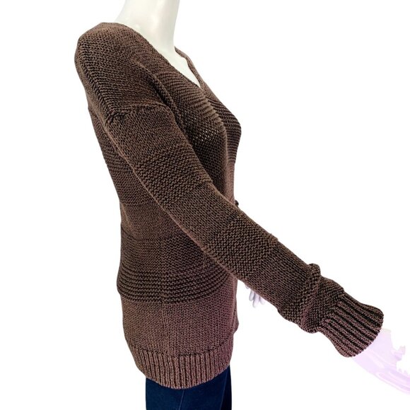 Tommy Bahama Womens Sweetzer V Neck Pullover Loose Knit Sweater Brown Size M - Picture 5 of 11